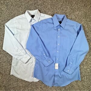 Jos. A. Bank Lot 2 Men's 16-33 Dress Shirts Blue Executive NWT & Traveler